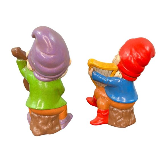 VTG Gnome Elves Dwarves Set of 2 MCM Decor 60/70’s Musical Instruments Kitschy - Picture 4 of 9